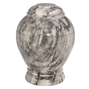 Belle et intemporelle urne de crémation blanche pour adultes pour les cendres humaines-Cette grande urne élégante en émail nacré et nickel I - Product Image 3