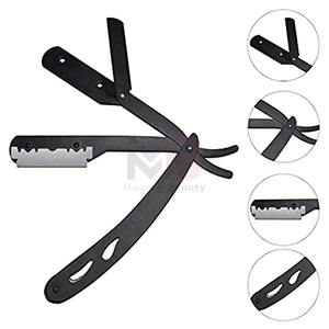 Navaja de Barbero Profesional Plegable Recta con Mango de Plástico, Hojas de Acero Inoxidable Antiácido de un Solo Filo - Product Image 5