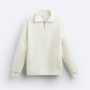 2025 vente en gros de haute qualité logo de broderie personnalisé 100 coton hommes polaire demi-fermeture éclair pull uni quart fermeture éclair basiques sweats - Product Image 2