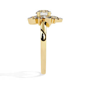 Elegante Anillo de Diamantes de Moissanita Redondos en Oro Amarillo de 18K para Mujer, Regalo de Compromiso, Boda, Aniversario, Joyería - Product Image 3