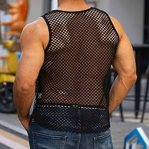 Débardeurs haute performance respirants grande taille pour hommes Logo personnalisé ou texte imprimé col rond vêtements d'entraînement débardeurs en vente - Product Image 4
