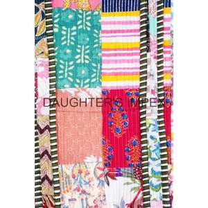 Sac fourre-tout vintage bohème pour femme, imprimé à la main, fabriqué en Inde, 100% coton, avec poche, sac à bandoulière matelassé pour femme - Product Image 5