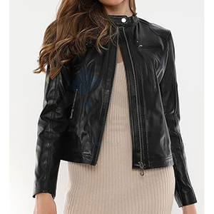 <b>Real</b> Lambskin <b>Leather</b> <b>Jacket</b> <b>for</b> <b>Women</b> Soft Cafe Racer Moto <b>Jacket</b> Premium Genuine <b>Leather</b> Biker and Casual Outerwear - Product Image 3