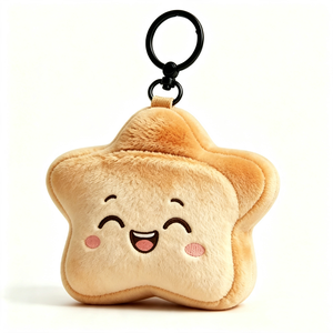 Porte-clés en peluche poisson grillé personnalisé, jouet en peluche poisson pain de dessin animé, breloque de sac, pendentif en peluche poisson grillé carré mignon, poisson à visage souriant - Product Image 3