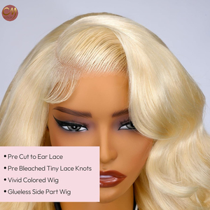 Parrucca di capelli umani biondi <span class=keywords><strong>platino</strong></span> 613 all'ingrosso, con onde morbide, pre-strappata, con parte laterale, per donna, per styling quotidiano - Product Image 2