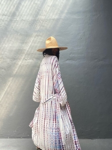 2025 cravate teinture longue Kimono Robe Vintage été Floral Boho cravate teinture surdimensionné longueur vacances plage Kimono pour les femmes - Product Image 3