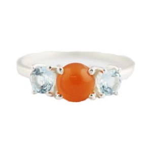 Anillo Apilable Delicado de Plata de Ley 925 con Topacio Azul y Piedra Preciosa de Cornalina Engastada en Puntas para Mujer - Product Image 6