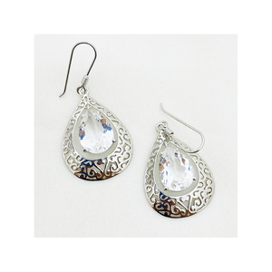 925 <b>Sterling</b> <b>Silver</b> <b>Stud</b> <b>Earrings</b> Faceted White Quartz Gemstones Minimalist Fine Jewelry Wholesale Supplier Gift Accessory - Product Image 1