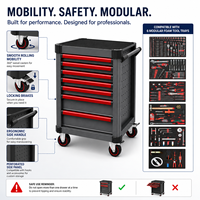 Gabinete de Herramientas Metálico Móvil de Grado Comercial, Resistente al Óxido, Equipado con un Kit de Herramientas Mecánicas de 231 Piezas para Taller de Servicio Automotriz