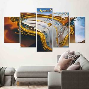 Arte Surrealista para Pared: Decoración en Lienzo Impreso con la Explosión del Reloj de Dalí, 5 Piezas: Enrollado en Lienzo - Product Image 1