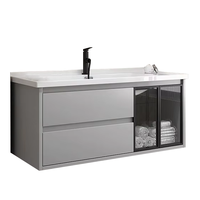 Ensemble de meuble de salle de bain moderne et simple Lavabo en céramique Rock Plate Combinaison dans la salle de bain avec miroir intelligent à LED