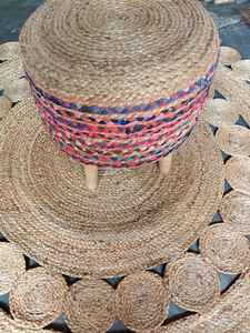 Juego de 2 Otomanas Modernas de Madera con Trenzado de Algodón y Yute, Móviles, para Decoración de Bodas - Product Image 2