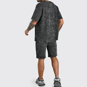 2025 a granel hombres 100% algodón personalizado hombres verano dos piezas algodón manga corta chándal conjuntos transpirable - Product Image 3