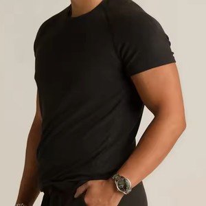 Estilo ajustado de la mejor calidad de algodón puro transpirable de secado rápido para camisas de hombre Casual personalizado de talla grande de manga corta con cuello redondo - Product Image 1