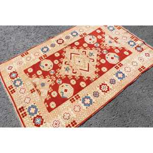 พรมวินเทจ ขนาด 3.9x5.7 ฟุต พรมลายจุดสีแดง ทำจากขนสัตว์ - Product Image 4