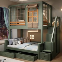 Lits Superposés en Bois pour Enfants Taille Double, Design Moderne, Multifonctionnels, avec Escaliers et Bibliothèque