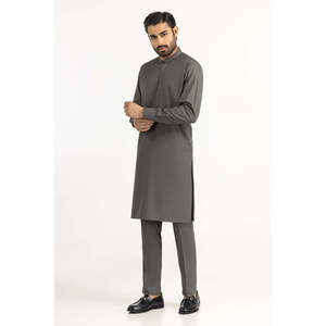 Kurta gris pour homme, coupe classique, pour tenue de marié - Product Image 3
