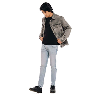 Vestes en jean pour femmes, coupe ajustée, rétro, décontractées, vintage, délavées, bleu, noir, gris, surdimensionnées, tendance, légères, confortables, mode - Product Image 4