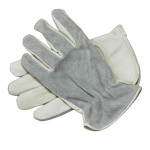 Gants de travail en cuir blanc de sécurité pour l'industrie de la construction, vente en gros - Product Image 4