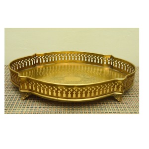 Silver And Gold Finish Metal Ramadan <b>Tray</b> Suitable For Serving <b>Warm</b> Tea And Snacks During Ramadan Family Gatherings - Product Image 5