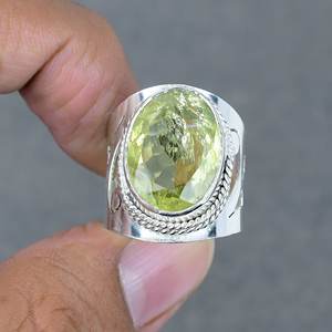 Anillo de piedras preciosas facetadas de Latón chapado en plata 925 de cuarzo Limón, piedra natal de noviembre, joyería hecha a mano, anillo Simple, regalo para ella - Product Image 2