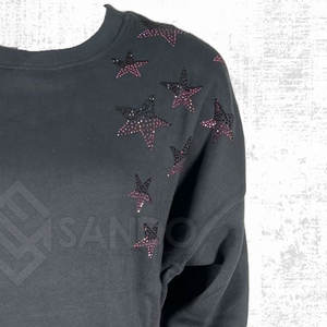 Sudaderas de algodón 100% para mujer OEM de alta calidad con diamantes de imitación transpirables Logotipo frontal de estilo informal para invierno - Product Image 5