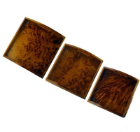 Ensemble de plateaux de thuya marocain artisanal plateaux en bois carrés assiettes décoratives ronce bois panneaux muraux boîtes artisanales polies personnalisées
