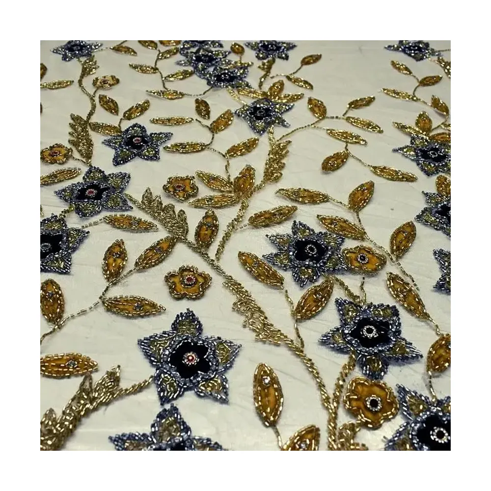 Latest Collection Embroidery Lace Fabric Beaded Lace Luxury Fabric For Wedding Dress