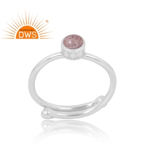 Anillo de piedras preciosas de cuarzo de fresa natural de Plata de Ley 925 de última venta fabricante de joyas - Product Image 1