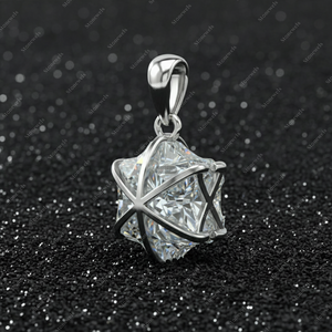 จี้และชาร์มเครื่องประดับเงินแท้ 925 ชุบทองรูปดอกไม้ ประดับเพชรเลี้ยงในห้องปฏิบัติการ 2 กะรัต DEF VVS VS ได้รับการรับรองจาก GIA IGI ของขวัญ - Product Image 2