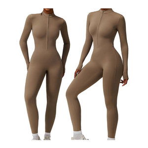 Mono de Yoga ligero para mujer, compresión elástica, secado rápido, transpirable, forro de licra, manga larga, cremallera frontal para flaco - Product Image 1