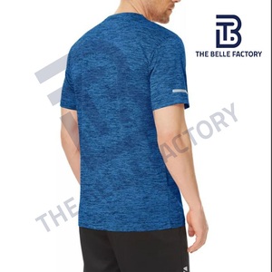 T-shirt Slim Fit Gym Fitness de haute qualité pour hommes hauts de sport à manches courtes en tissu tissé en polyester/coton - Product Image 6
