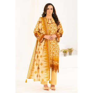 Ensembles modestes Khaddar K-52087 – Ensemble imprimé 3 pièces avec dupatta, comprenant haut, bas et couvre-chausson - Product Image 2