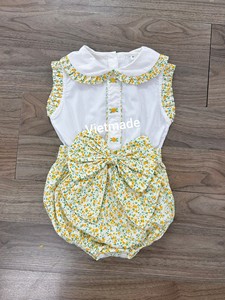 Chrismast mamelucos bebé niñas ODM/OEM Smocked niños ropa algodón Niña flor burbuja volantes bebé niña burbuja mameluco - Product Image 5