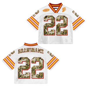 Équipe sportive personnalisée sublimée col en V maille maillots américains personnalisés maillot de football Vintage Streetwear conception personnalisée - Product Image 1