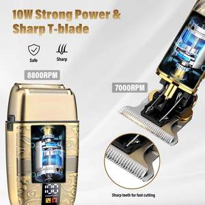 Set de Barbería Profesional Inalámbrico con Cuchilla en T para Hombre, Recortadora de Barba y Nariz, con Batería, para Cortar y Afeitar el Cabello Masculino - Product Image 6