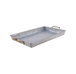Amazing Design Metal Rustic Galvanized Serving <b>Tray</b> with Metal Handles Perfect to Serve Food and <b>Drinks</b> for Parties - Product Image 4