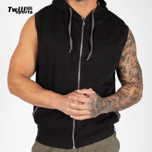 Débardeur de sport personnalisé pour homme, séchage rapide, respirant, en coton, avec fermeture éclair, coupe classique, sans manches, pour la gym - Product Image 2