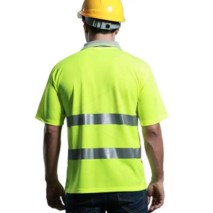 Polo de sécurité à manches courtes haute visibilité personnalisé, vente en gros, chemises de travail respirantes à rayures réfléchissantes - Product Image 3