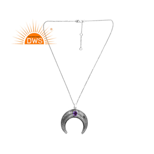 Meilleure vente en argent Sterling oxydé doublet améthyste Quartz pierres précieuses pendentif collier bijoux personnalisés pour les femmes cadeau pour elle - Product Image 1