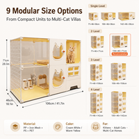 Villa modulaire de luxe OEM pour chat, cage en plastique avec bac à litière intégré, maison pour chat d'intérieur multi-niveaux respirante pour plusieurs chats