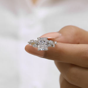 VINSON 2,5 quilates corte radiante Moissanite ramita anillo de compromiso, ramas de estilo árbol alrededor de su dedo anillo de la naturaleza - Product Image 1