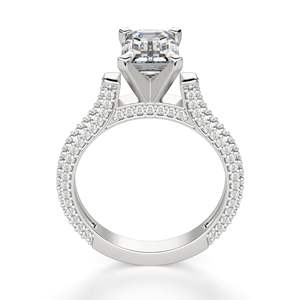 Emerald Cut Pave Set Anillo de compromiso para mujer - Product Image 2