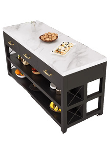 Isla de Cocina Modular de Madera Estilo Europeo, Resistente al Fuego, con Encimera Móvil, Almacenamiento Multicapa, Banco de Trabajo Ecológico Clásico - Product Image 1