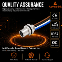 Connecteur circulaire M8 personnalisé à 3, 4, 6 ou 8 broches avec fils de raccordement pour fixation avant/arrière sur panneau