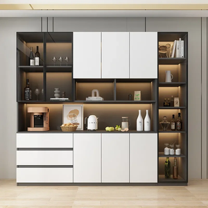 Armoire murale contemporaine avec finition MDF, niche de service ouverte, portes en verre, éclairage chaleureux et intérieur personnalisé - Product Image 3