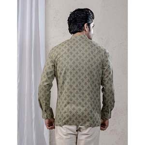 100% Cotton Printed Casual Short <b>Kurta</b> for <b>Men</b> <b>Men's</b> Floral Pattern Casual Shirt with Full Sleeves Poplin Fabric Breathable - Product Image 5