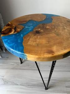 Table basse ronde en résine avec incrustations artistiques pour le salon, décoration intérieure, prix réduit, directement de l'usine - Product Image 2