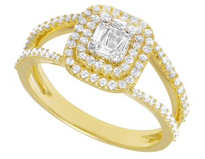 Corte redondo Moissanite Diamond S925 Sterling Silver In Luxury iced Out Anillo de compromiso para mujeres - Product Image 2