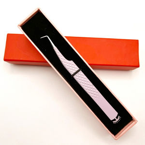 Meilleure vente pince à épiler à pointe en fibre pince à cils à pointe en fibre de marque privée en acier inoxydable à 90 degrés - Product Image 6